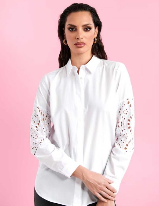 Блуза с голи рамене, английска бродерия, дамска риза, мрежесто болеро