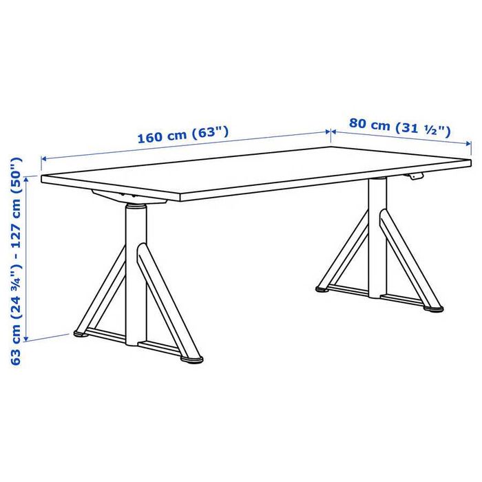Birou munca/oficiu cu înălţime reglabilă IKEA IDASEN negru/gri închis, 160x80 cm
