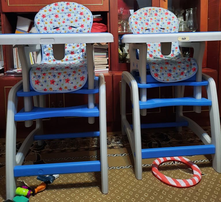 Scaun de masa Juju Eat&Play 2 în 1 albastru - gemeni - 2 scaune