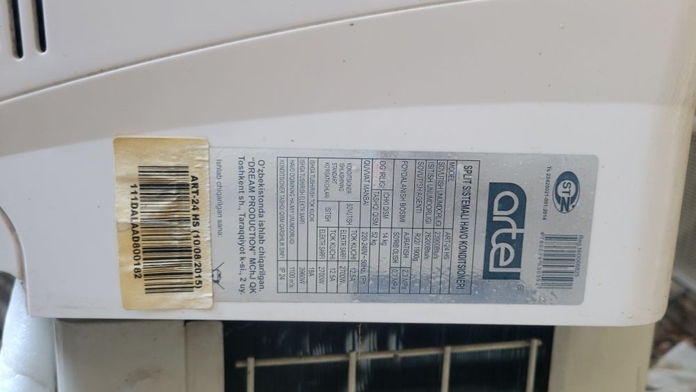 Artel 24 konditsioner feni ichki blok