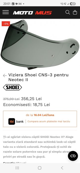 Viziera casca moto Shoei Neotex II