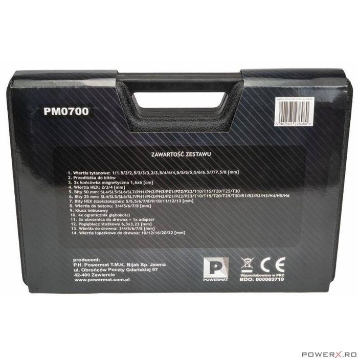 Trusa, set 101 piese de burghie, lemn, metal, beton biti, Powermat