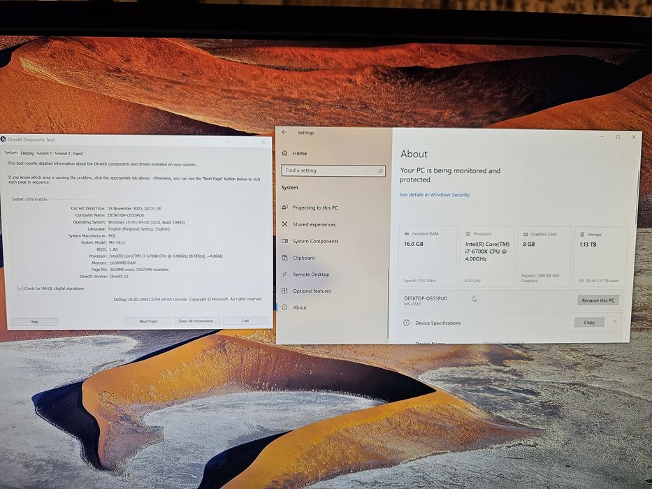 Sistem PC Gaming  I7 6700k RX480 8Gb 16Gb RAM