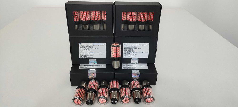 Bec stop frana/ pozitie LED ROSU 21W/ 5W becuri led frana pozitie LED