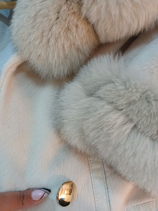 Палто естествен косъм лисица и алкантара