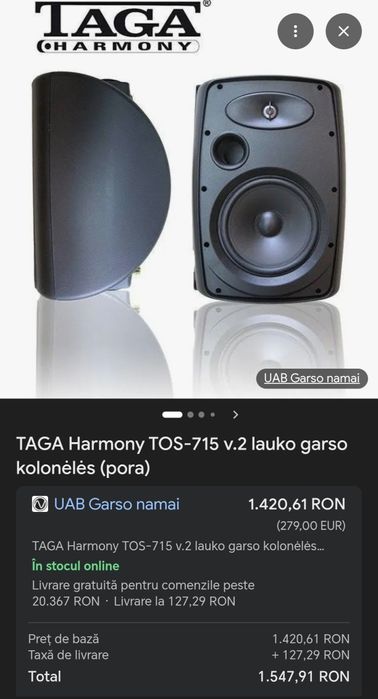 Preț fix Boxe TAGA Harmony TOS-715 v.2 – noi, în cutie – preț excelent