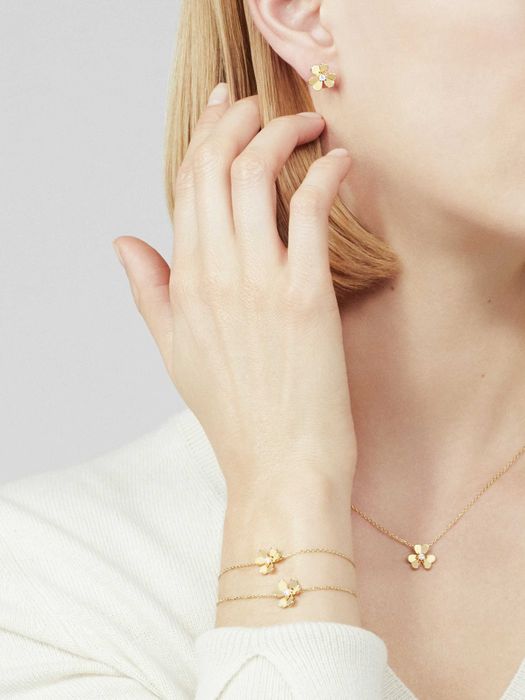 Van Cleef & Arpels VCA Gold Mini Frivole Diamond Clover Дамска Гривна