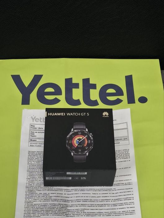 ***КАТО НОВ 46mm Huawei watch GT 5 | GT5 Гаранция Yettel 2026г. BLACK