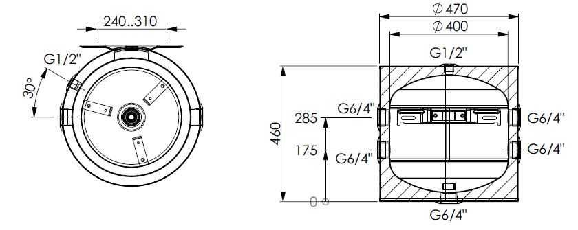 Puffer de 40, 60, 80, 100, 200L pentru pompa de caldura