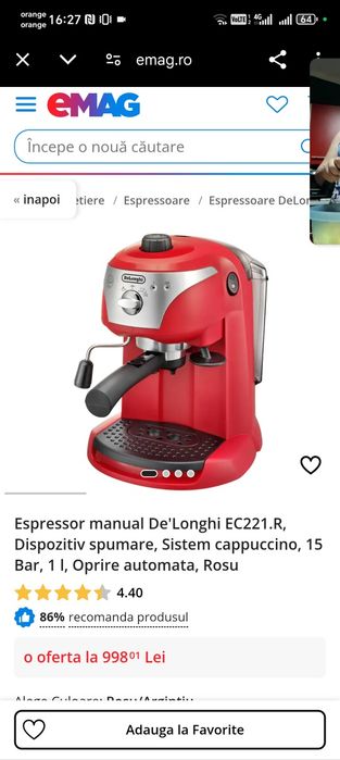 Aparat cafea DeLonghi