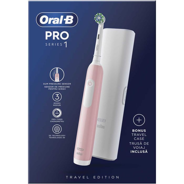 Periuta de dinti electrica Oral-B Pro 1, Curatare 3D, Roz