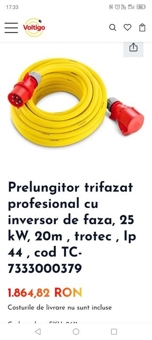 Cablu de prelungire profesional 20 m / 400 V / 6,0 mm² (CEE 16 A) - Ma