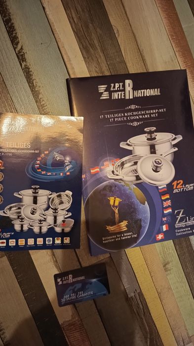 ЧИСТО НОВ голям комплект съдове за готвене Z.P.T. International (17 части)
