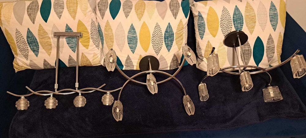 Lustra inox/sticla cu 4 si 5 becuri