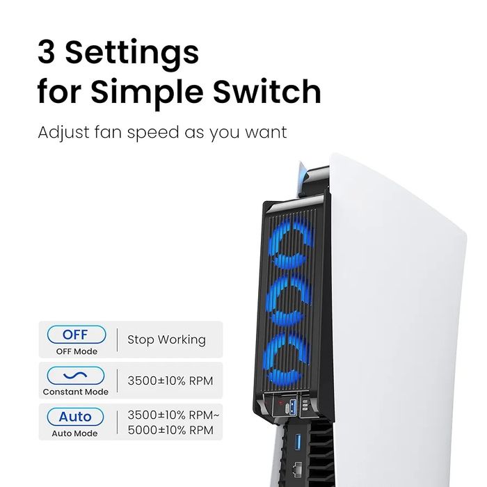 Cooling Fan for PS5 Accessories/Cooler pentru PS5 alb/negru