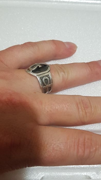 Superb inel ghiul argint masiv 925 Egiptean,crucea ankh,poansonat,