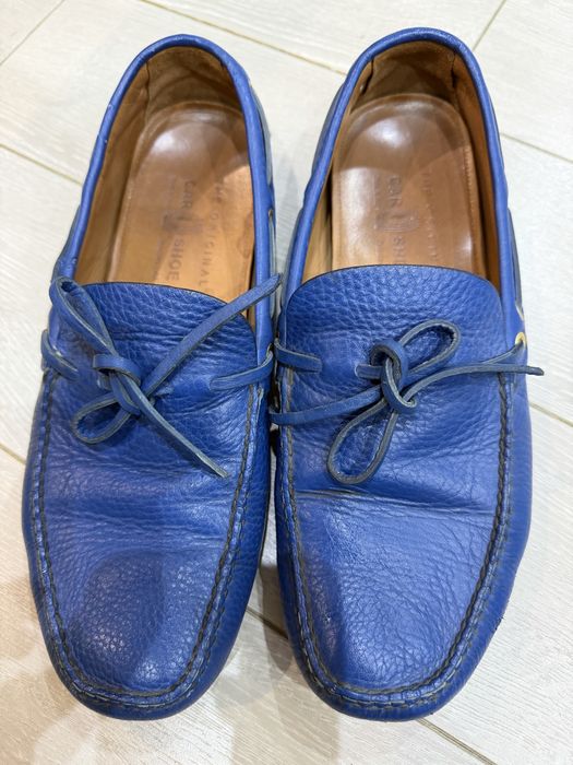 Мокасины синие car shoe Италия