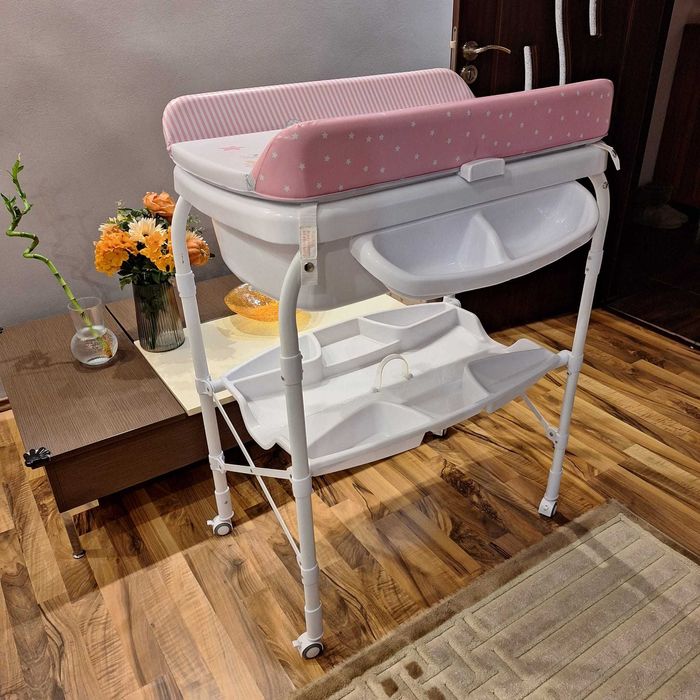 Masa de baie pliabila cu saltea de infasat