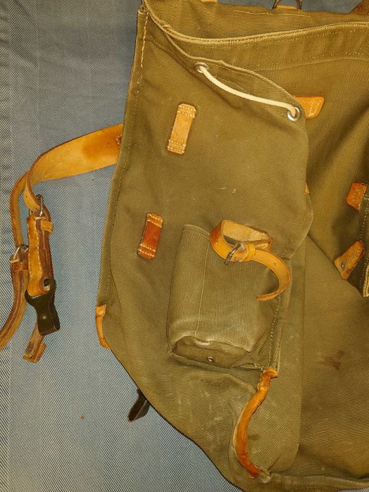 Raniță militară românească RSR vintage – pânză și piele