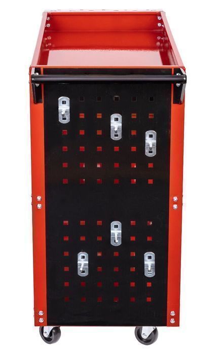 Carucior mobil 3 rafturi cu suport surubelnite si panou carlige invent