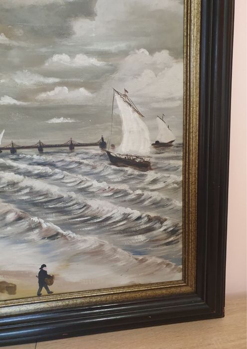 Холандска картина маслено платно морски мотив