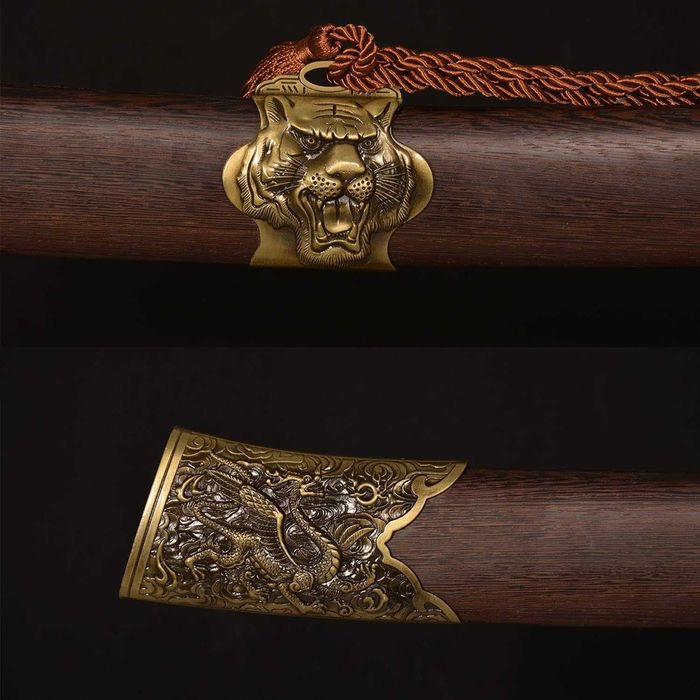 Jian Традиционен остър китайски меч с дървена кания и кутия с резета