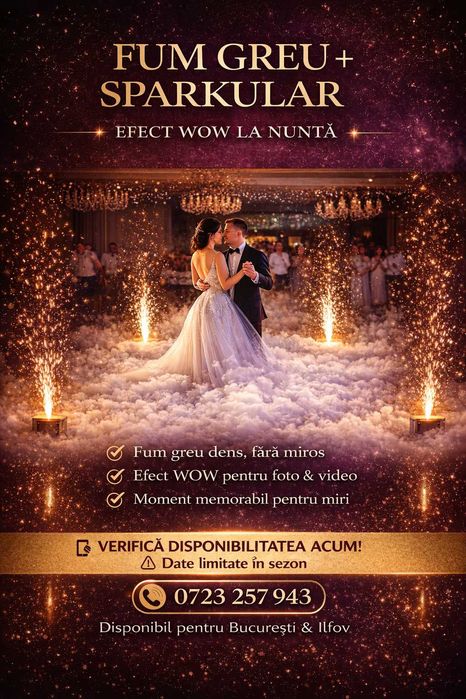 Fum greu nunta Bucuresti | Dansul mirilor pe nori | Gheata carbonica