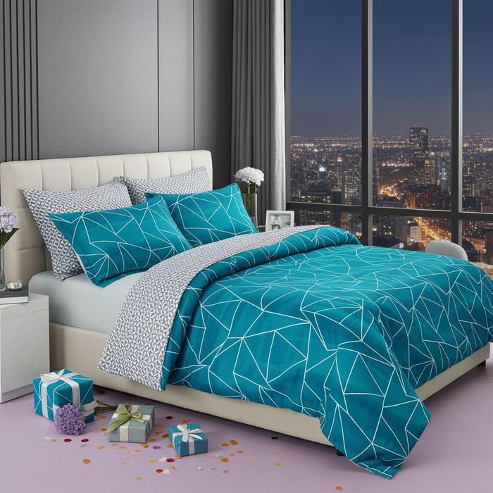 Lenjerie Pat Sincer Sx055, Bumbac, 6 Piese, Cu Elastic, Albastru