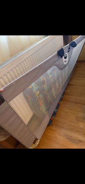 Bariera protectie pat HappyKID culisanta XXL 200 cm Baby Bear, inaltime reglabila 68-98 cm. 200 cm