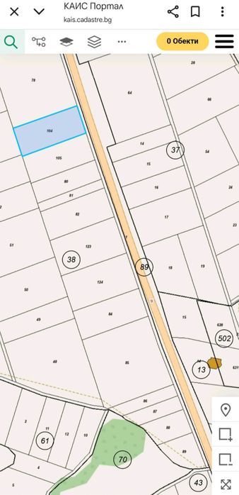 Парцел на главен път Варна -Бургас до кк. Камчия