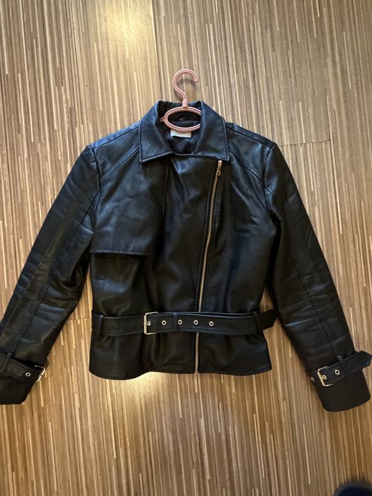 Geaca motivi piele , stil biker cu curea in talie