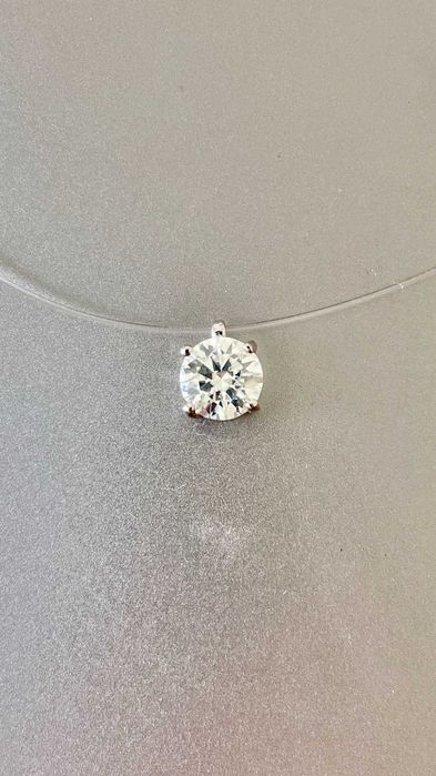 Сребърно колие "Невидима корда" с 1ct Moissanite проба 925 и GRA сертификат