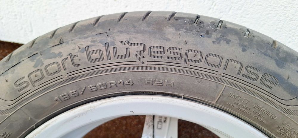 Jante aliaj Skoda Fabia2/Polo/Seat Ibiza 5x100-14"- 5½Jx14H2 +anvelope Dunlop Sport Bluresponse 185/60R14 82H DOT2024+21 Prezoane M14 F1,5 25MM CONICE