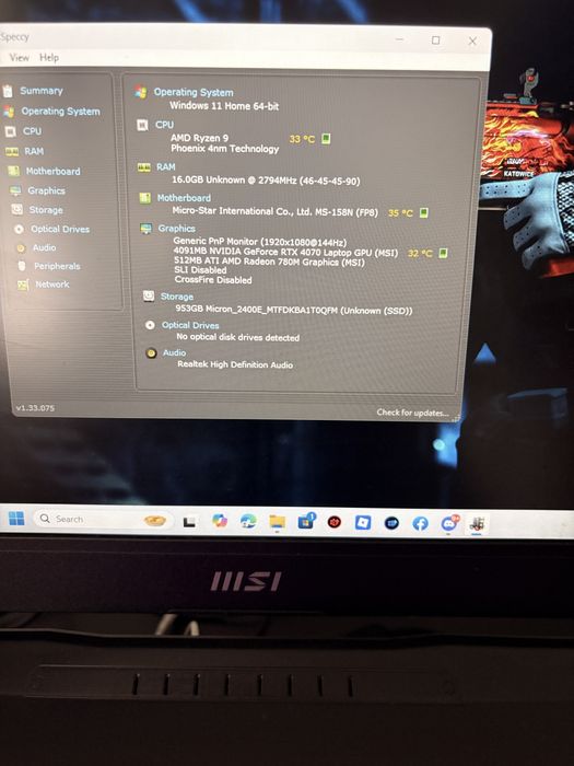 Vand Msi Katana ryzen 9 RTX 4070