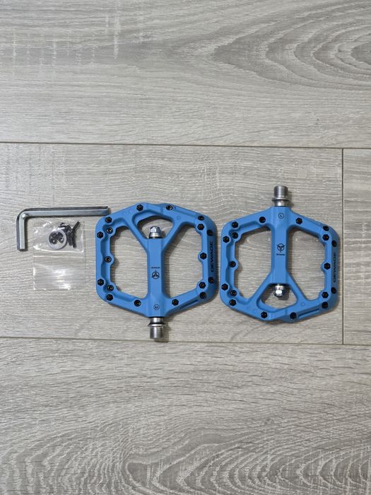 Pedale MTB GEWAGE – Platformă Lată, Antiderapante, Nylon, Albastre