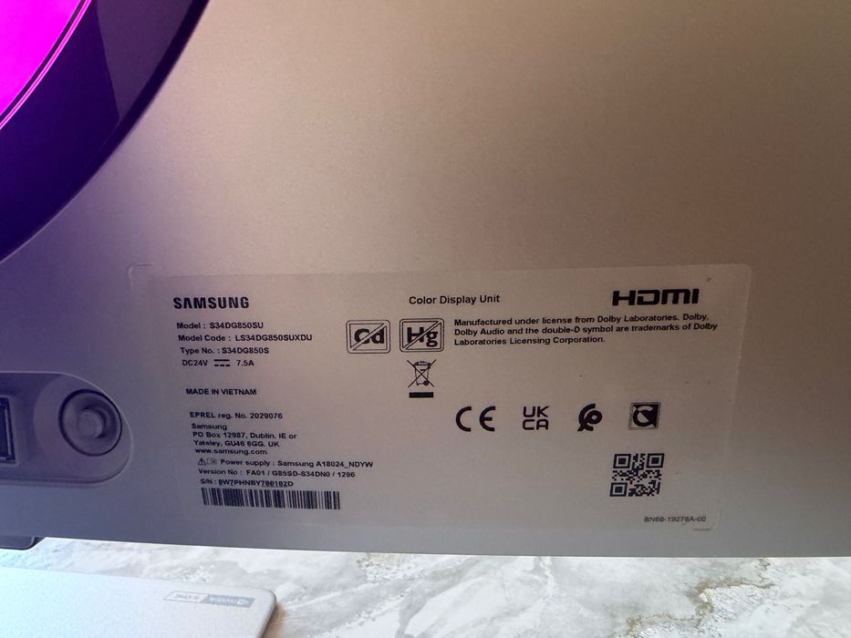 Samsung Odyssey G8 QD-OLED 34 Гаранция