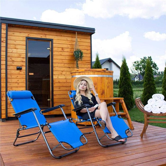 Sezlong Fotoliu de Plajă / Camping Aluminiu Albastru