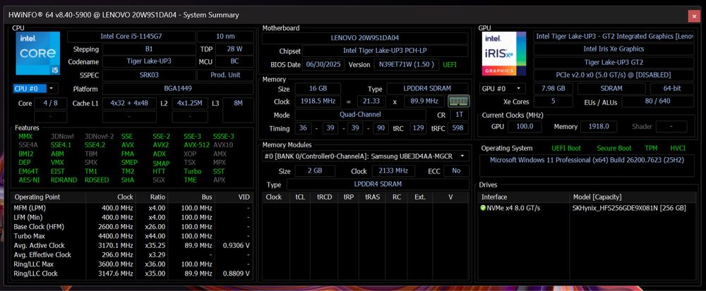 Lenovo  x13 gen2 yoga 2in1 touch i5-1145g7 16gb RAM gpu iris xe