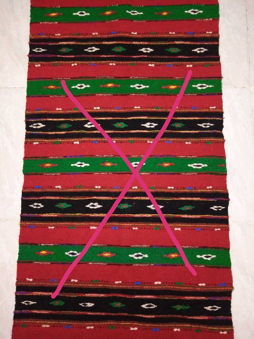 Нова вълнена черга, домашно тъкана постелка,малко тъкано килимче.