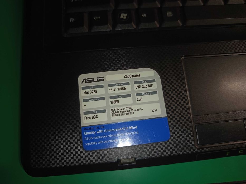 Laptop Asus X58C 2Gb RAM | 160Gb Hdd | Intel celeron 220
