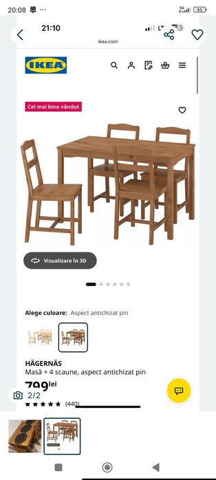 Vând o masă cu 4 scaune impecabil în stare foarte buna am luat-o din Ikea