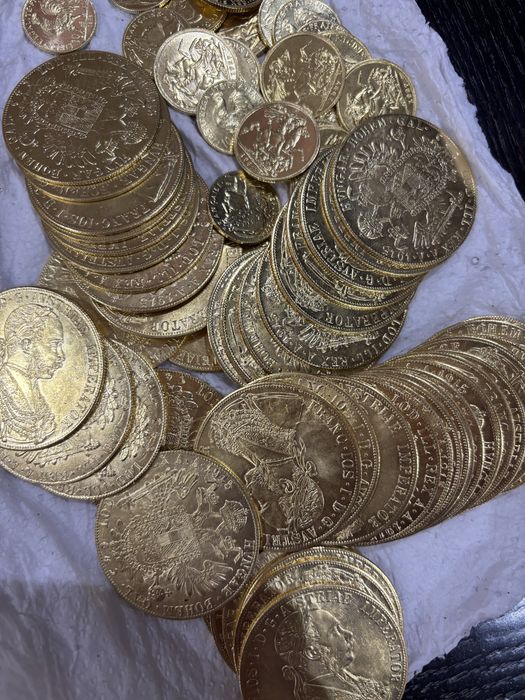 Vand monede placte cu aur de 24k Frank Iosif 4 ducat