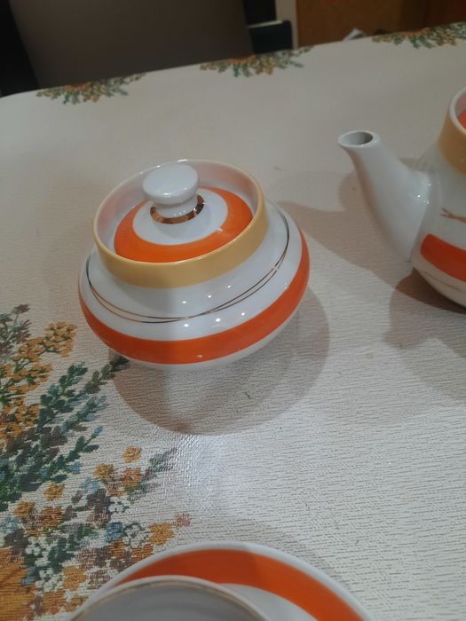 Чайный сервиз "Радиоволны" на 5 персон. Барановского ФЗ, клеймо 1960-7