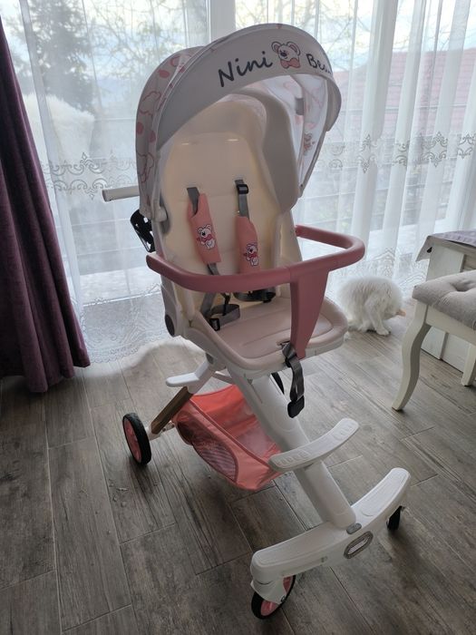Căruț sport Flippy Bear Alb/Roz ,pliabil,cu funcție de dormit