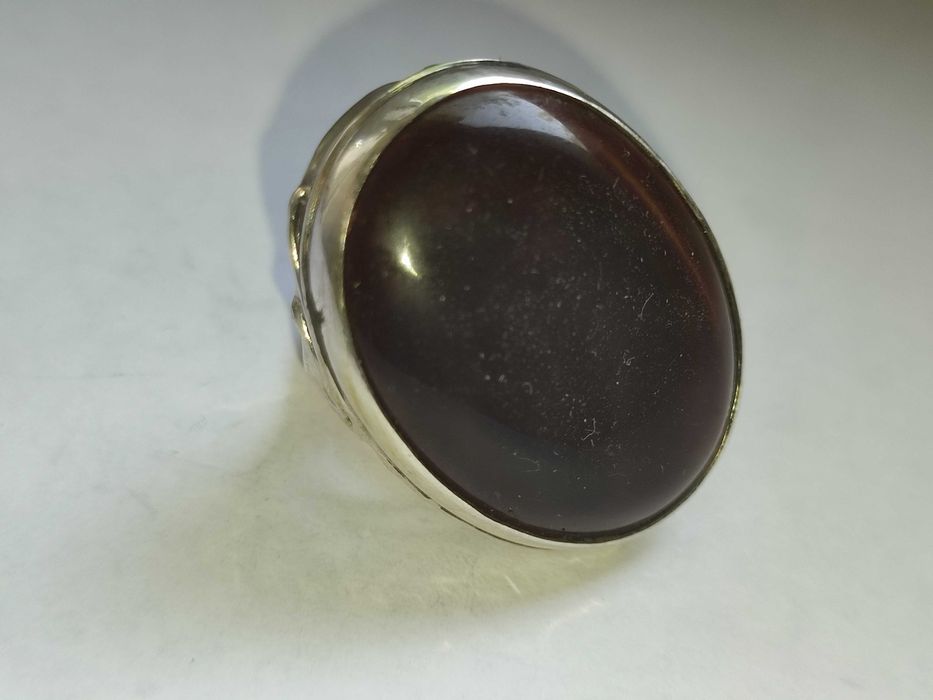 Серебряное кольцо с крупным камнем КОШАЧИЙ ГЛАЗ