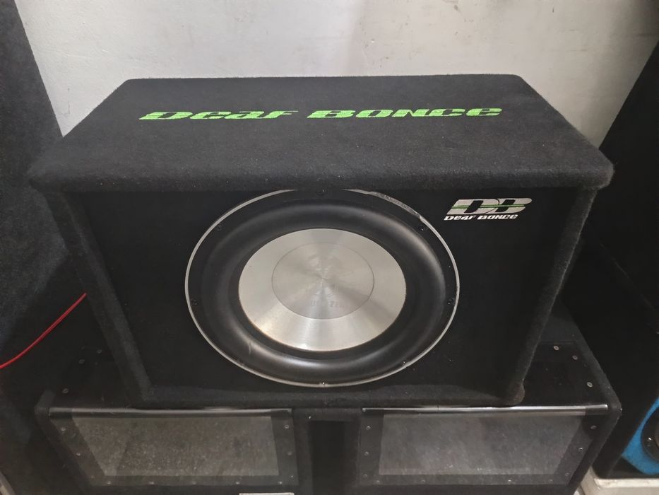 Subwoofer auto activ deaf bonce difuzor ground zero 800 w rms bass audio masina amplificat