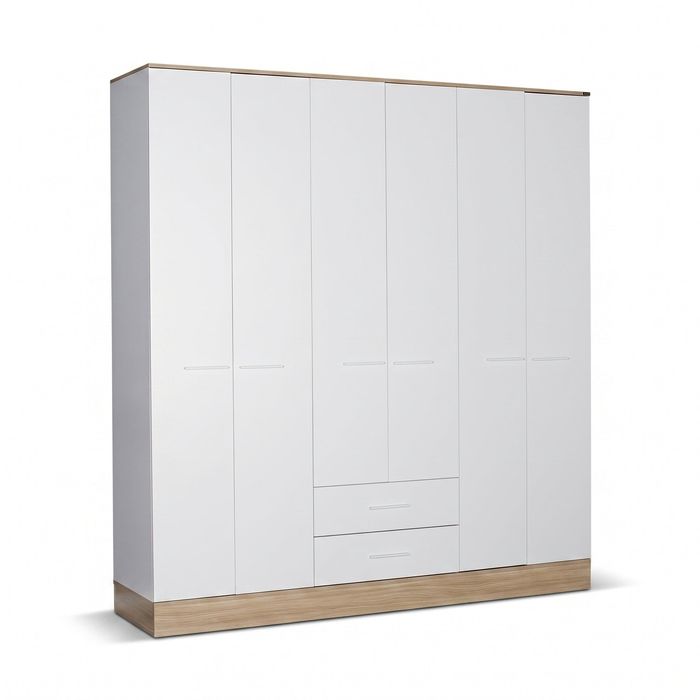 Dulap Haine Adore Base, 6 usi, 2 sertare, Alb, 206x224x52 cm - Alb