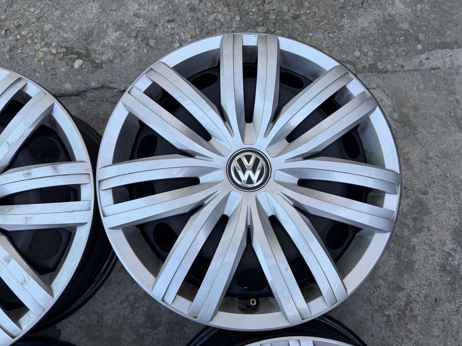 4 jante tablă originale VW Caddy 3 2K R16 6Jx16 ET50 cu capace