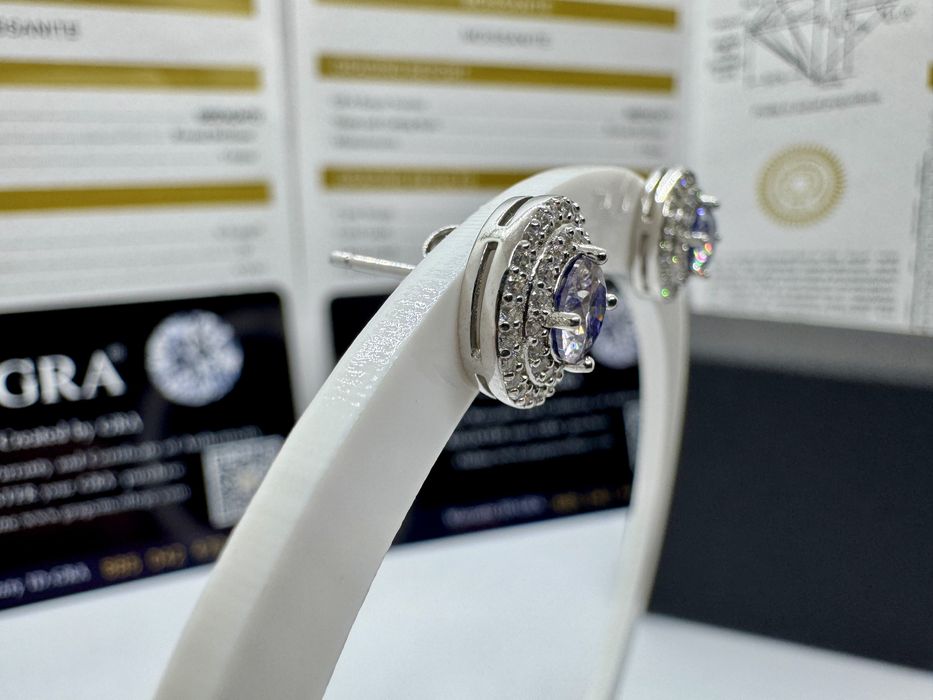 Сребърни обеци с мойсанит (Диамант) 0.5 карата