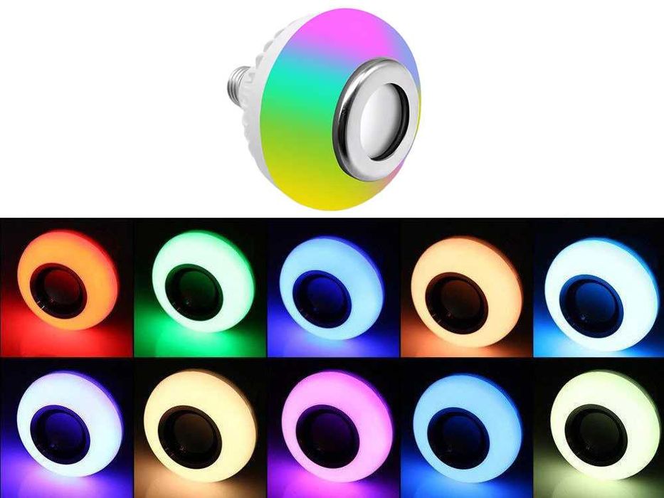 Bec LED RGB cu difuzor Bluetooth si telecomanda 12 culori soclu E27